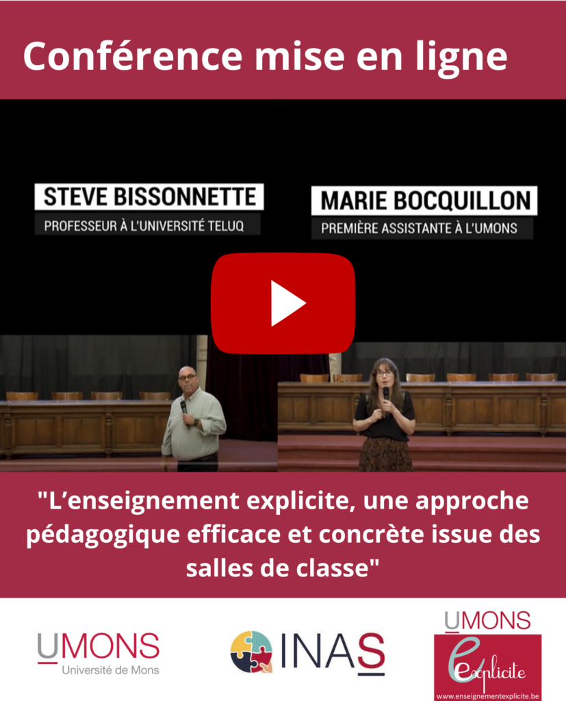 Nouvelle vidéo. Conférence de Steve Bissonnette (Université TELUQ) et Marie Bocquillon (UMONS) à l'Université de Mons le 21 novembre 2023