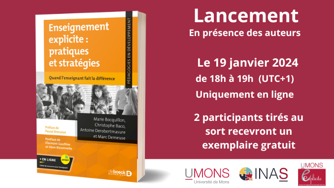 Lancement en ligne du livre “Enseignement explicite : pratiques et stratégies” le 19 janvier