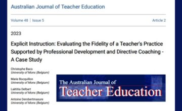 Nouvelle publication : Explicit Instruction: Evaluating the Fidelity of a Teacher’s Practice Supported by Professional Development and Directive Coaching