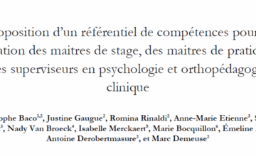 Nouvelle publication - Proposition d’un référentiel de compétences pour la formation des maitres de stage, des maitres de pratique et des superviseurs en psychologie et orthopédagogie clinique