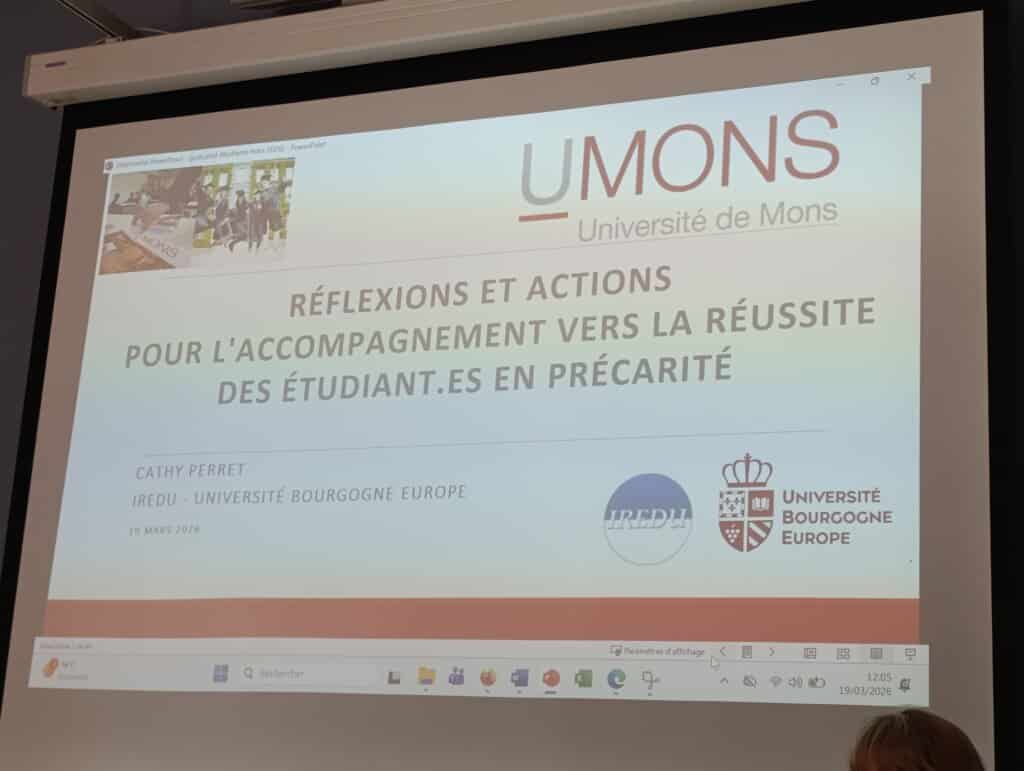 Cathy Perret de l'UBE a animé un séminaire portant sur la lutte contre la précarité étudiante.