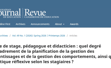 Nouvel article dans la Revue Canadienne de l'Education