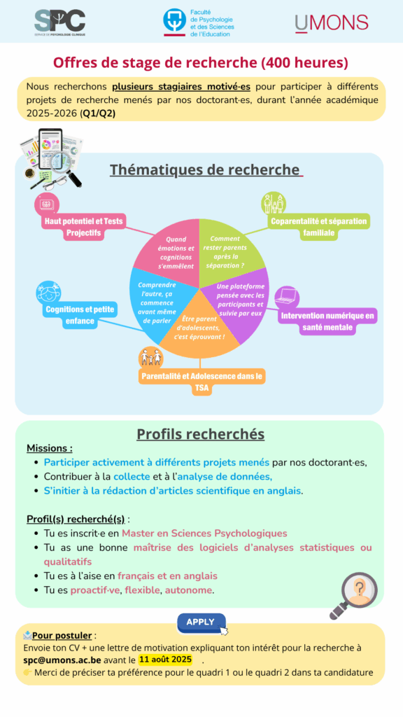 Stages de recherche - 2025-2026