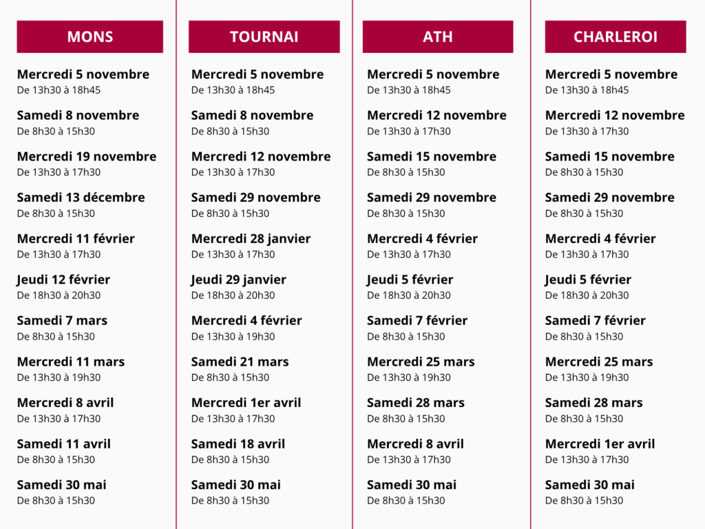 Horaire du Certificat en encadrement de stage