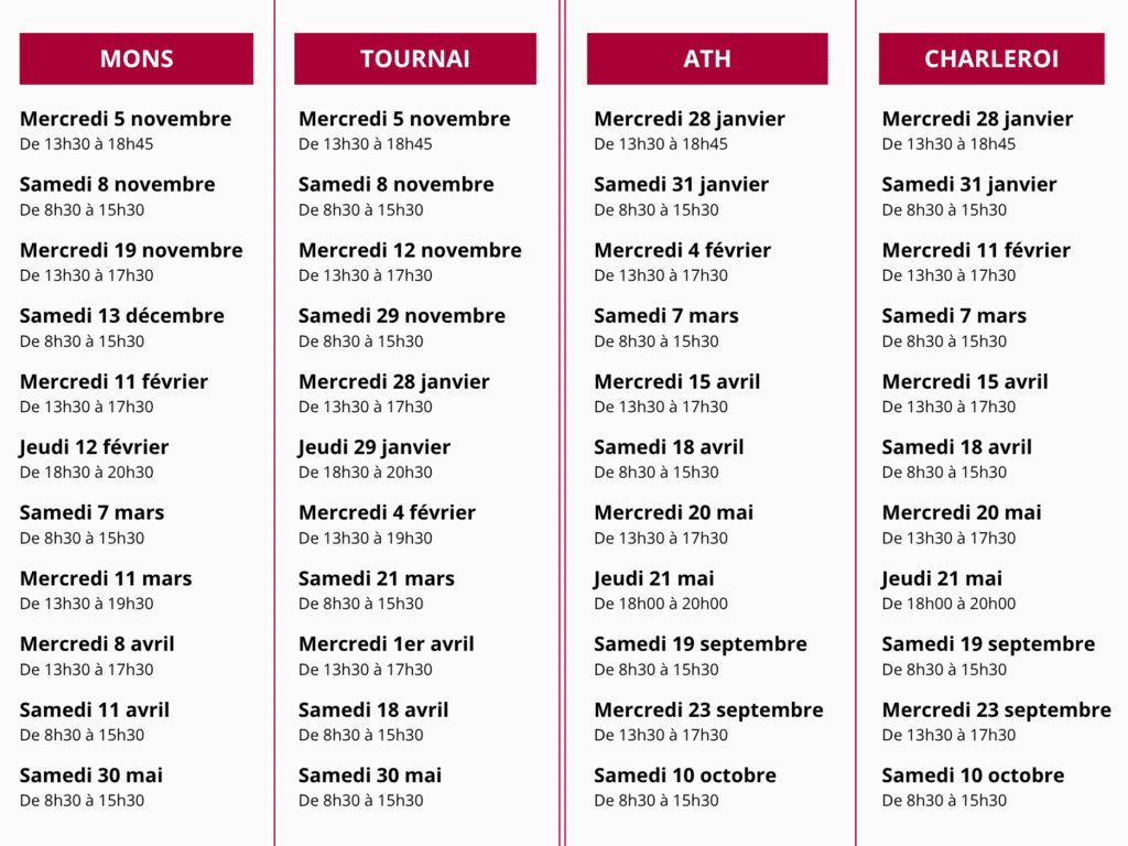 Horaires du certificat en encadrement de stage
