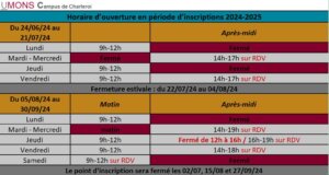 horaire point inscription