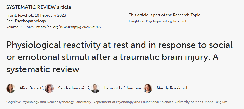 Nouvelle publication PCN - Revue systématique de la réactivité physiologique dans le traumatisme cranien
